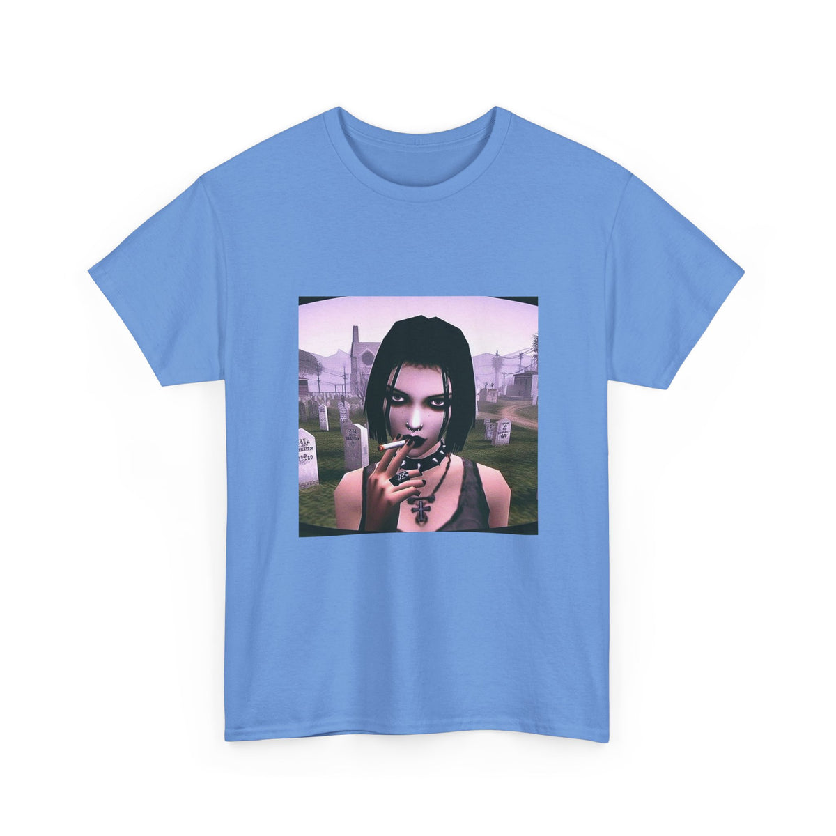 Goth Girl Smoking In Cemetery Tee (Design 17)
