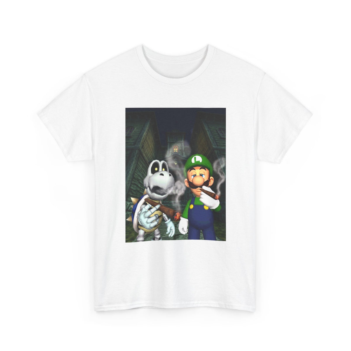 Luigi And Dry Bones Smoking In Spooky Mansion