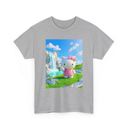 Kitty Flips The Bird In Dreamy Landscape Tee
