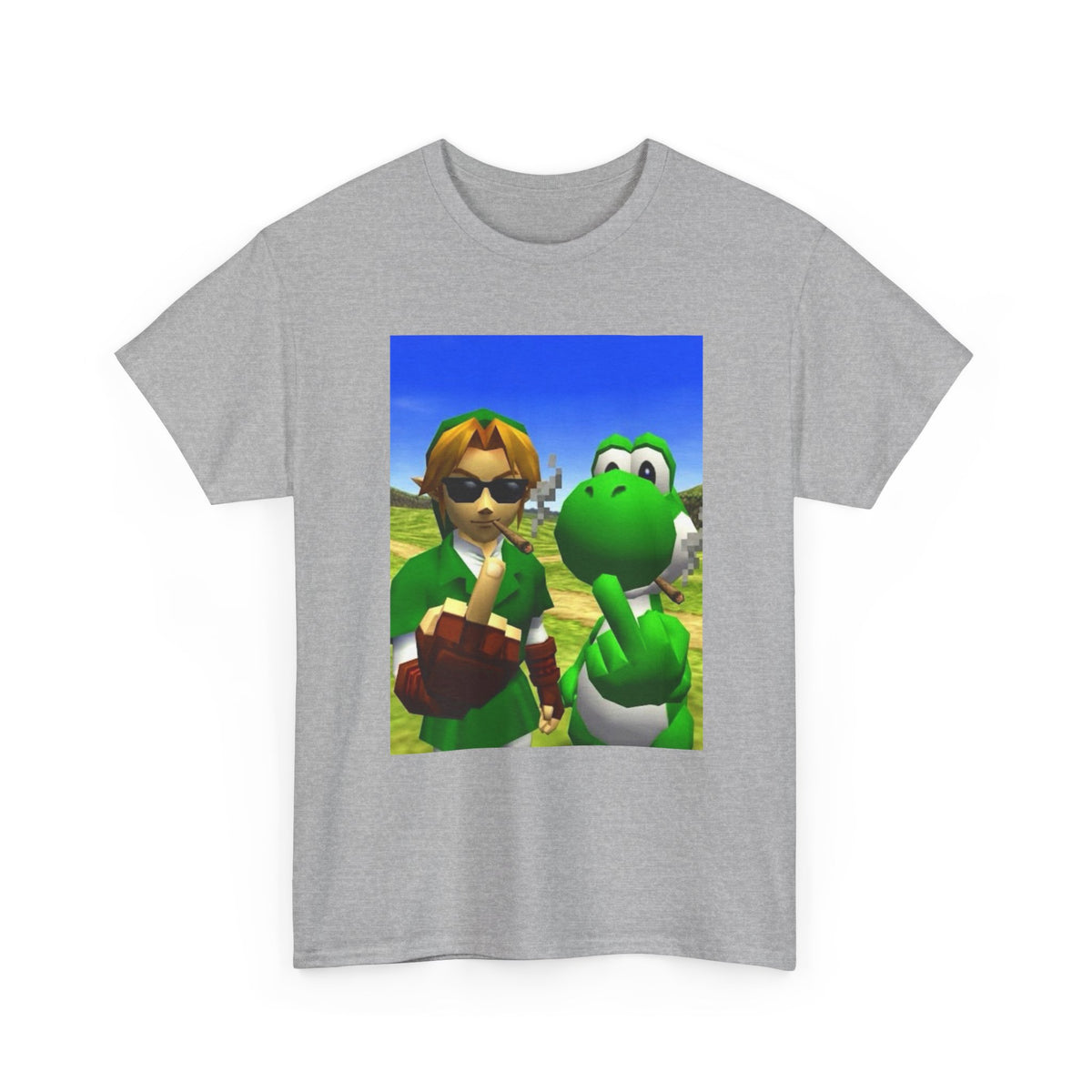 Link And Yoshi Flipping Off The World
