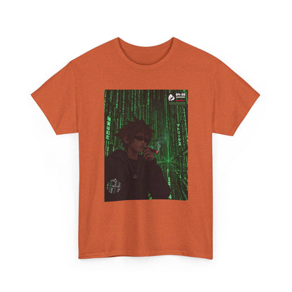 Anime Character Smoking Cigar In Matrix Tee