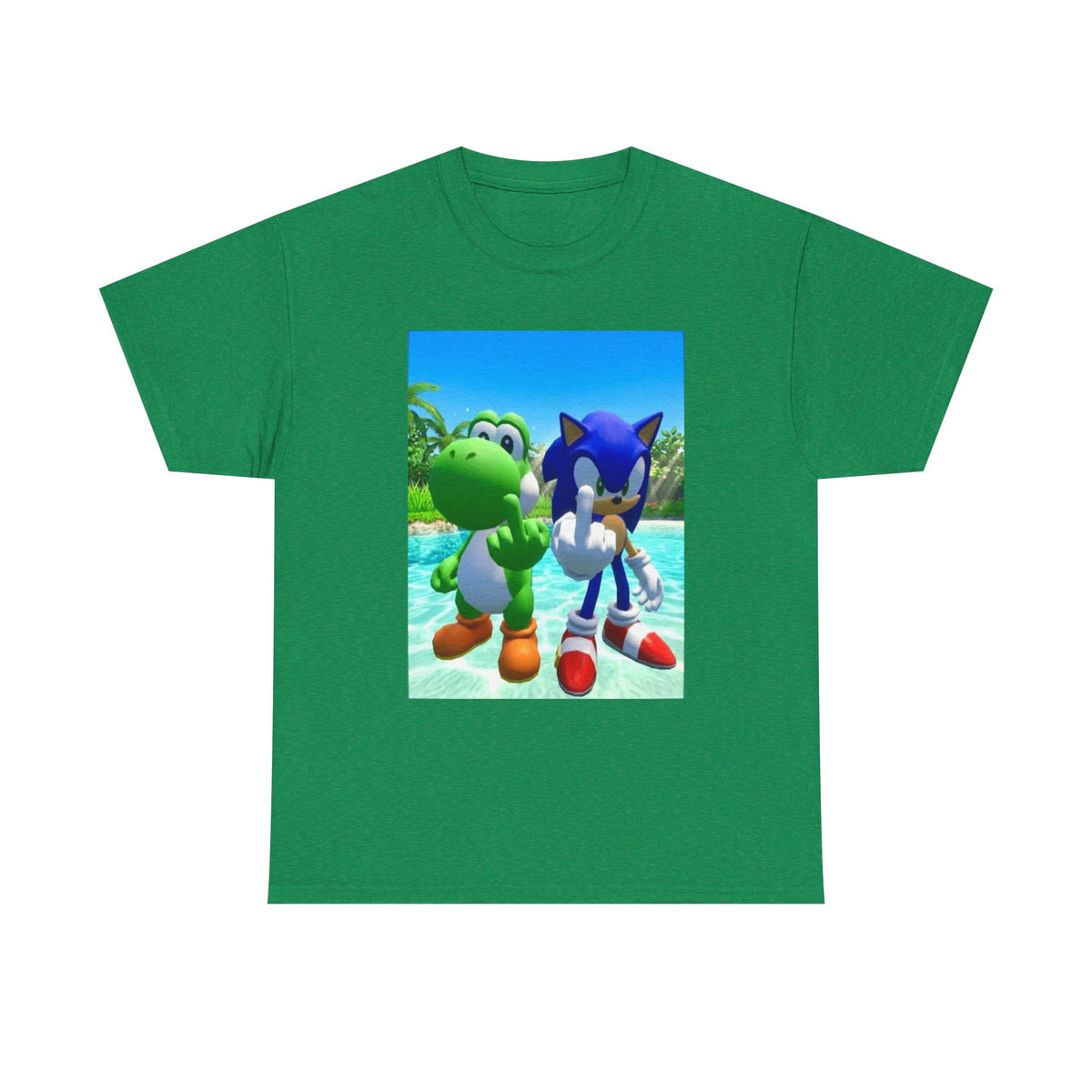 Yoshi And Sonic Flipping Off Tee