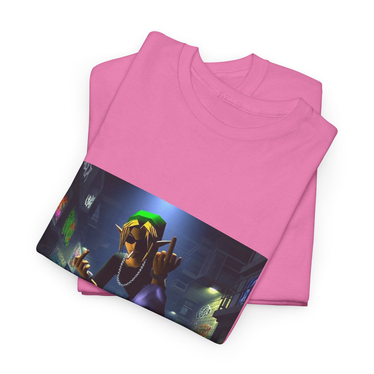 Edgy Ocarina Link Skater Flipping Off Tee