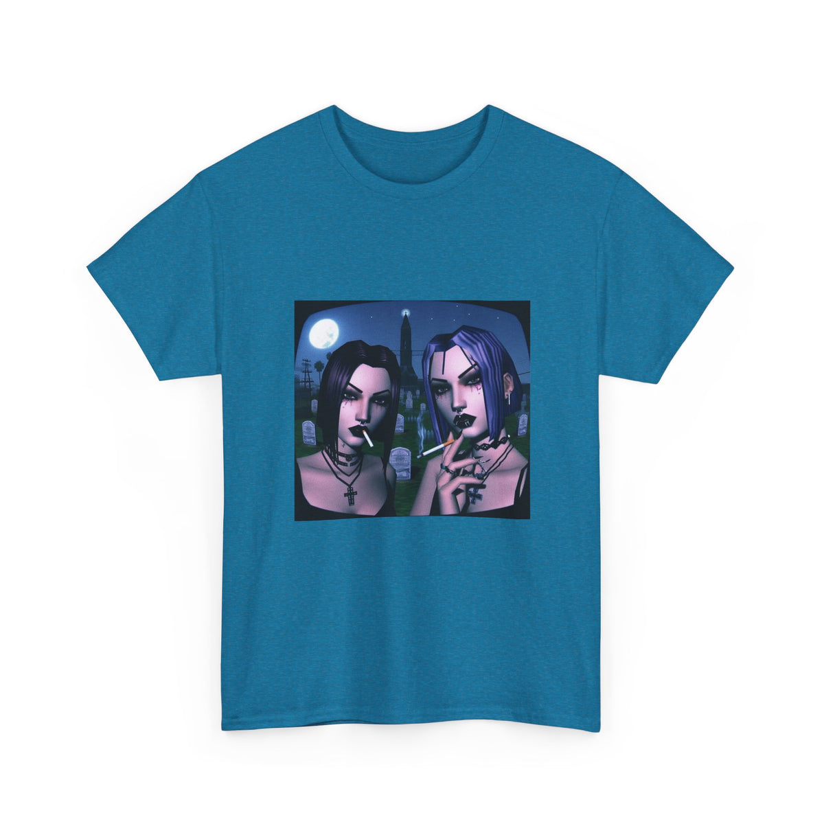 Gothic Gals Smoking In Cemetery Tee