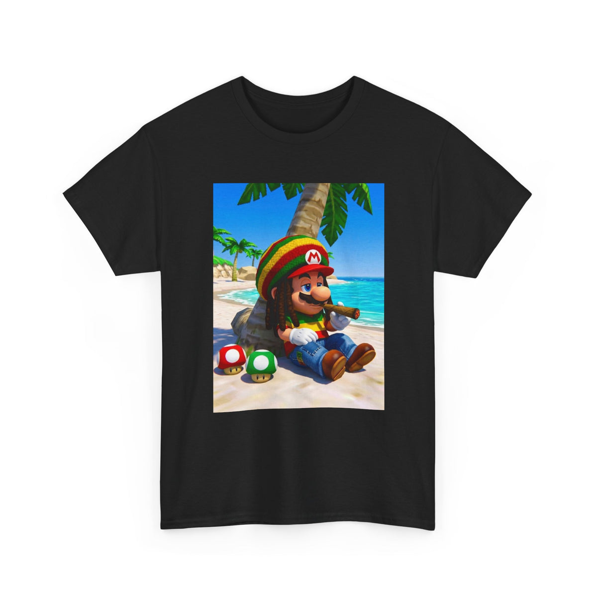 Rasta Mario Chilling On Beach Tee
