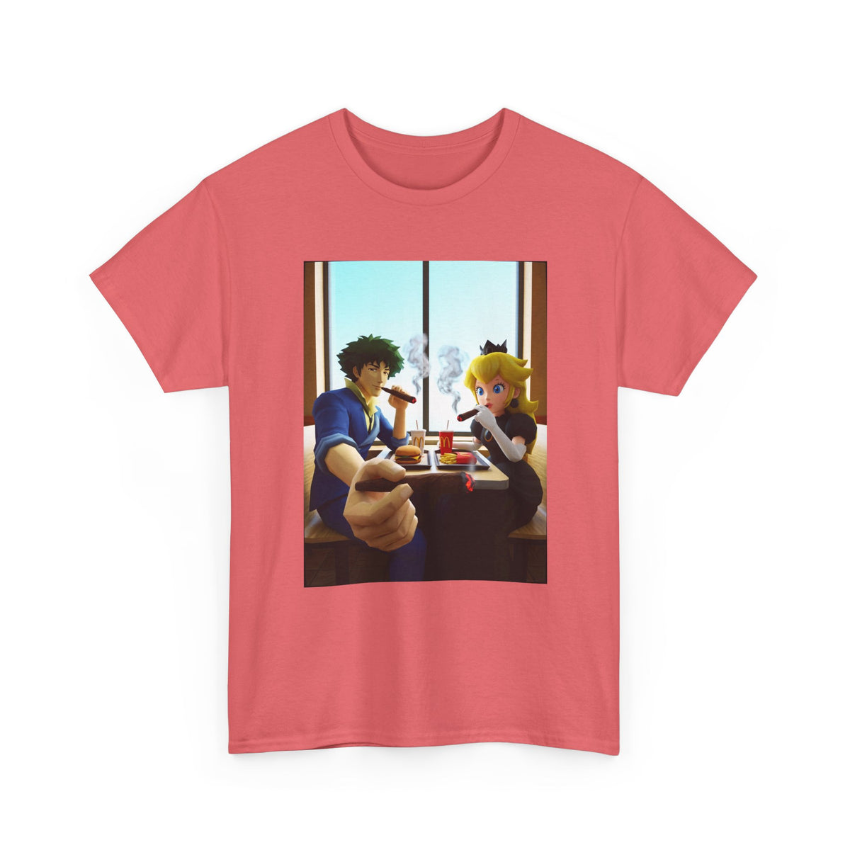 Spike Spiegel And Princess Peach Fast Food Smoke