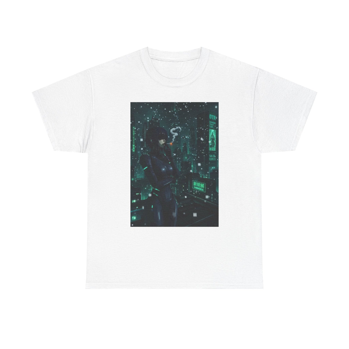 Cyberpunk Smoker In Neo-Tokyo Tee