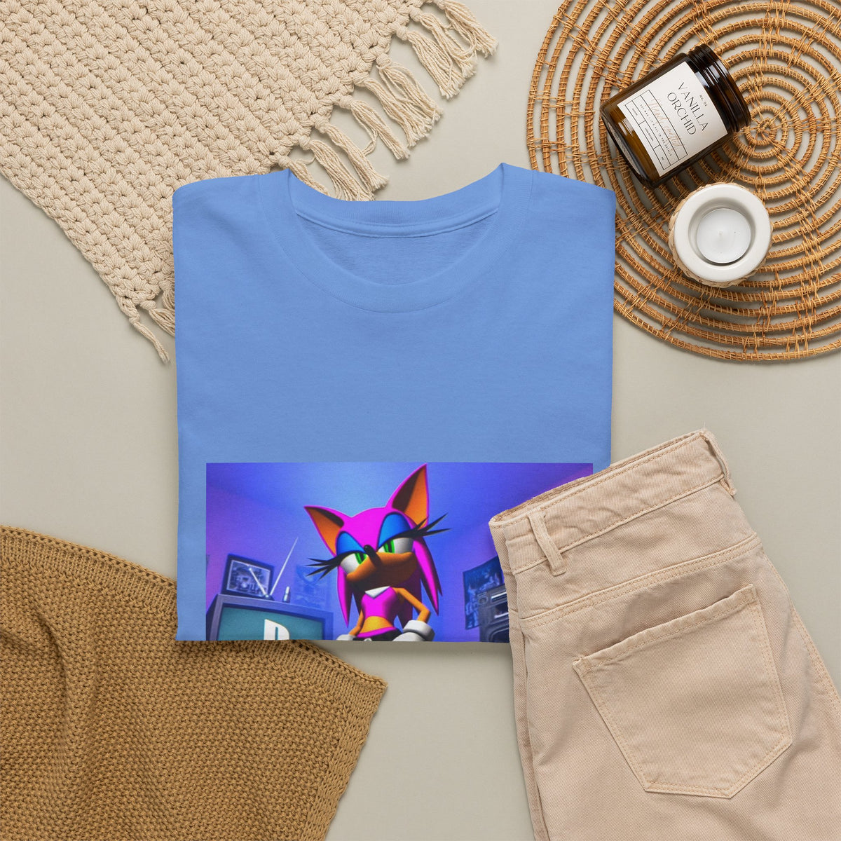 Pink Sonic-Style Character In Y2K Drip