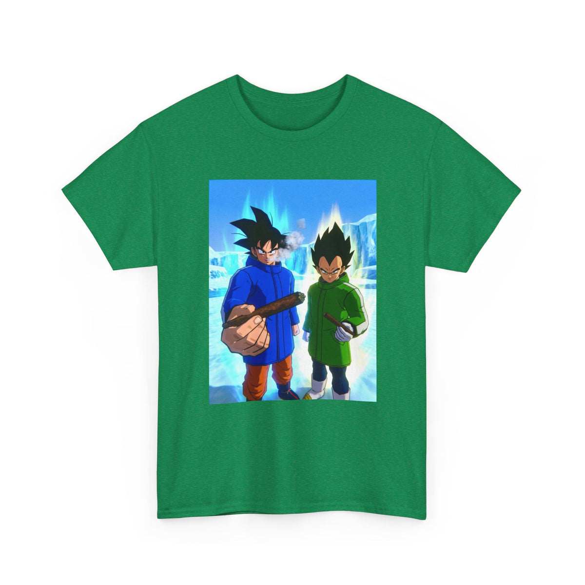 Goku And Vegeta Smoking In Snowy Scene Tee