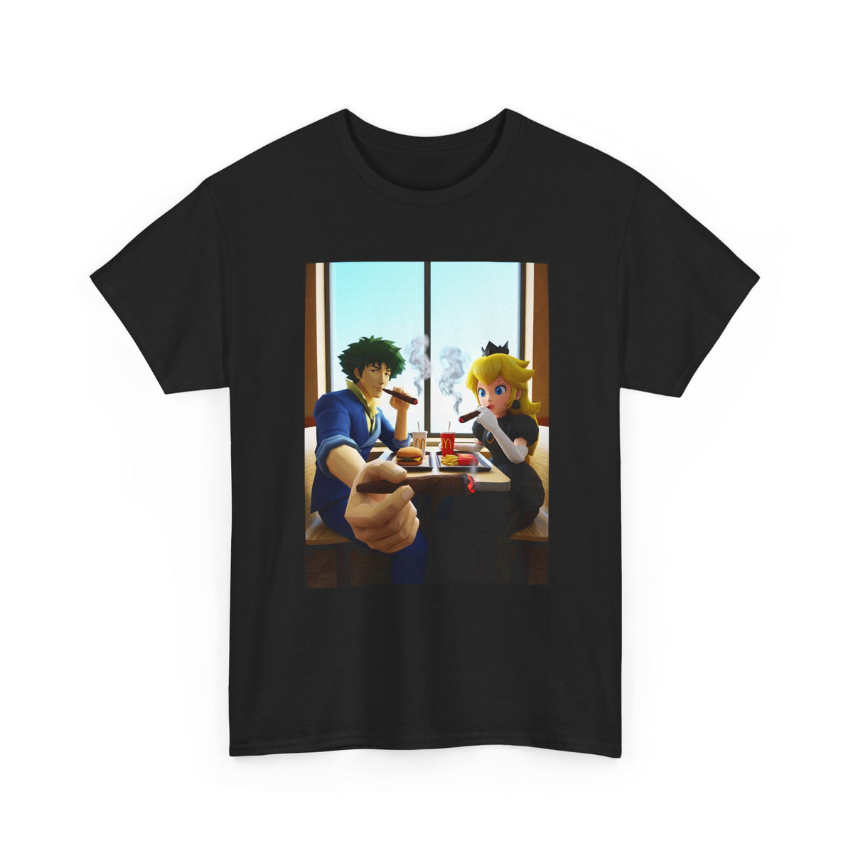 Spike Spiegel And Princess Peach Fast Food Smoke