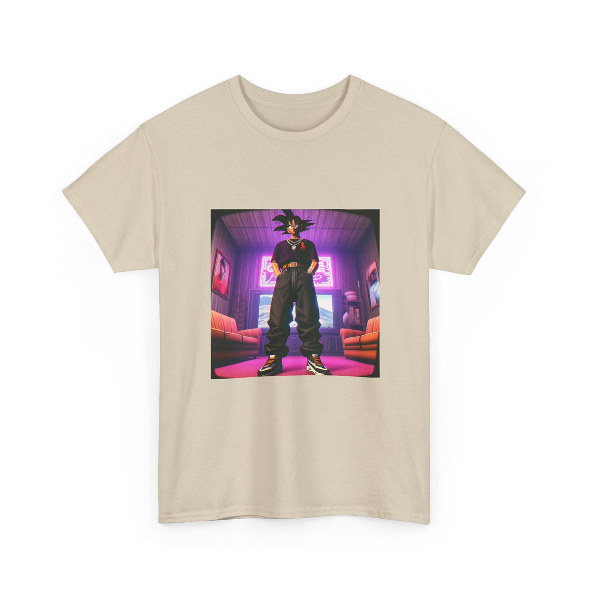 Goku Drip Standing Tall In Neon Room