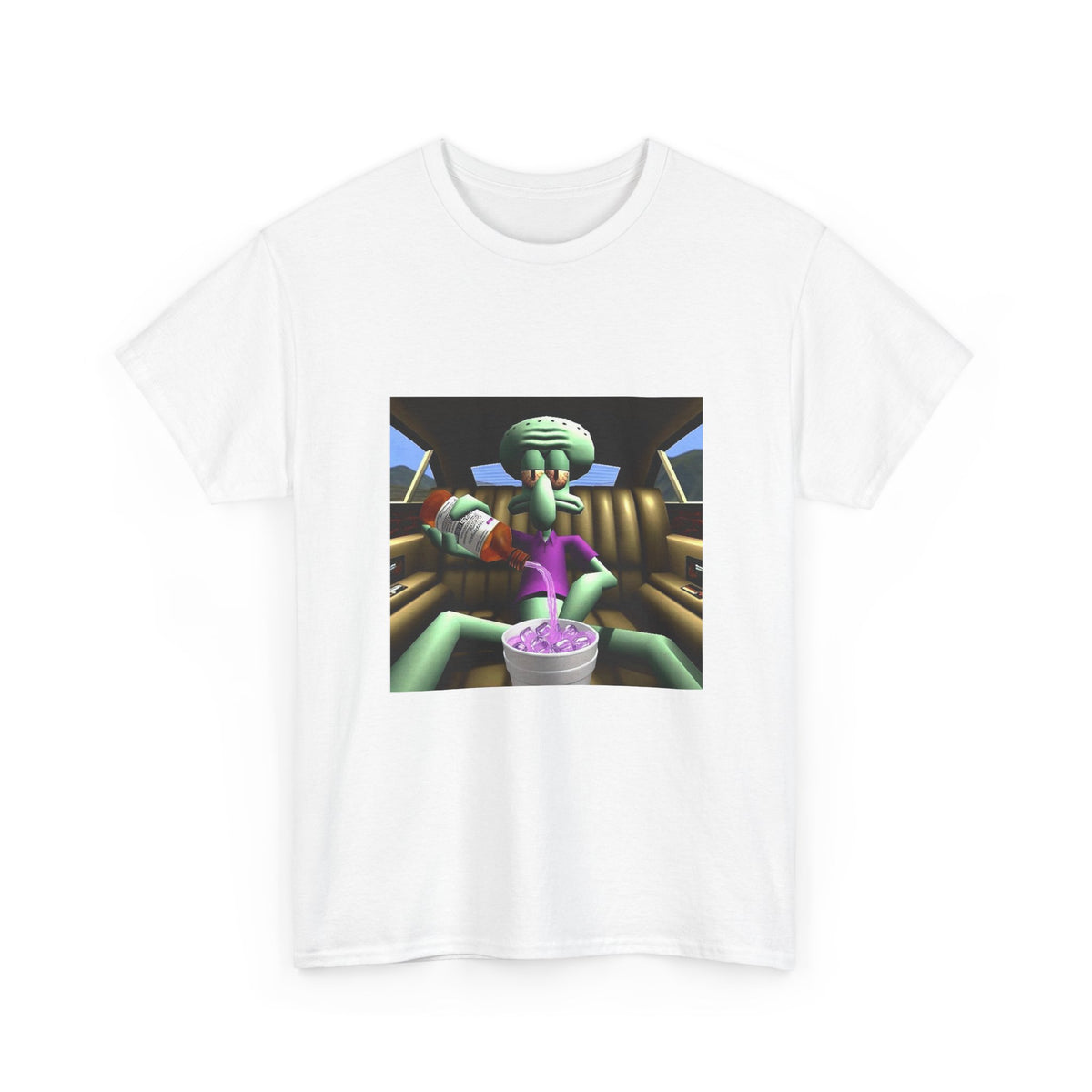 Squidward Pouring Lean In Car Tee