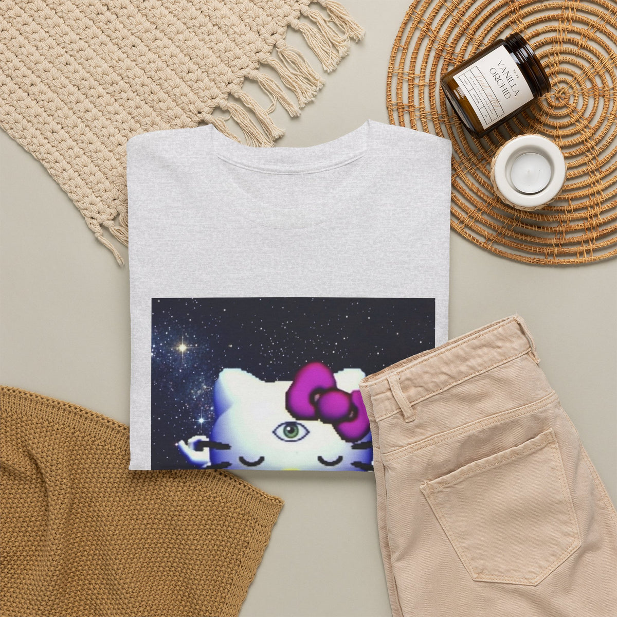 Third Eye Kitty Meditating In Space Tee