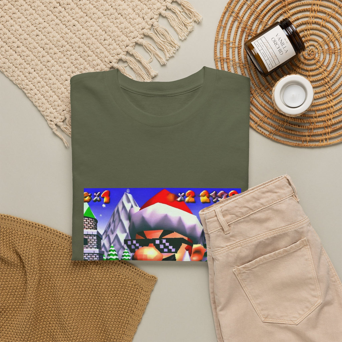 Deal With It Santa Mario Smoking Blunt Tee