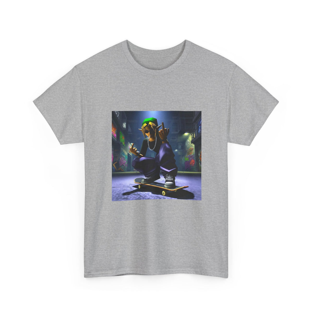 Edgy Ocarina Link Skater Flipping Off Tee
