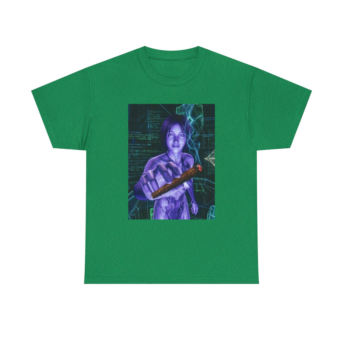 AI Cyber Girl Offering Blunt Tee