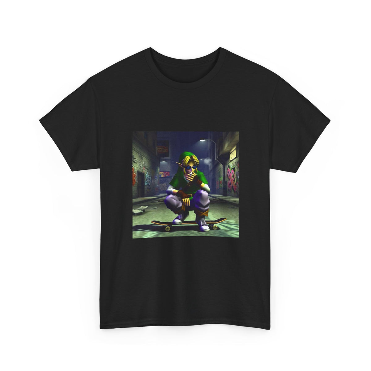 Edgy Link Smoking On Skateboard