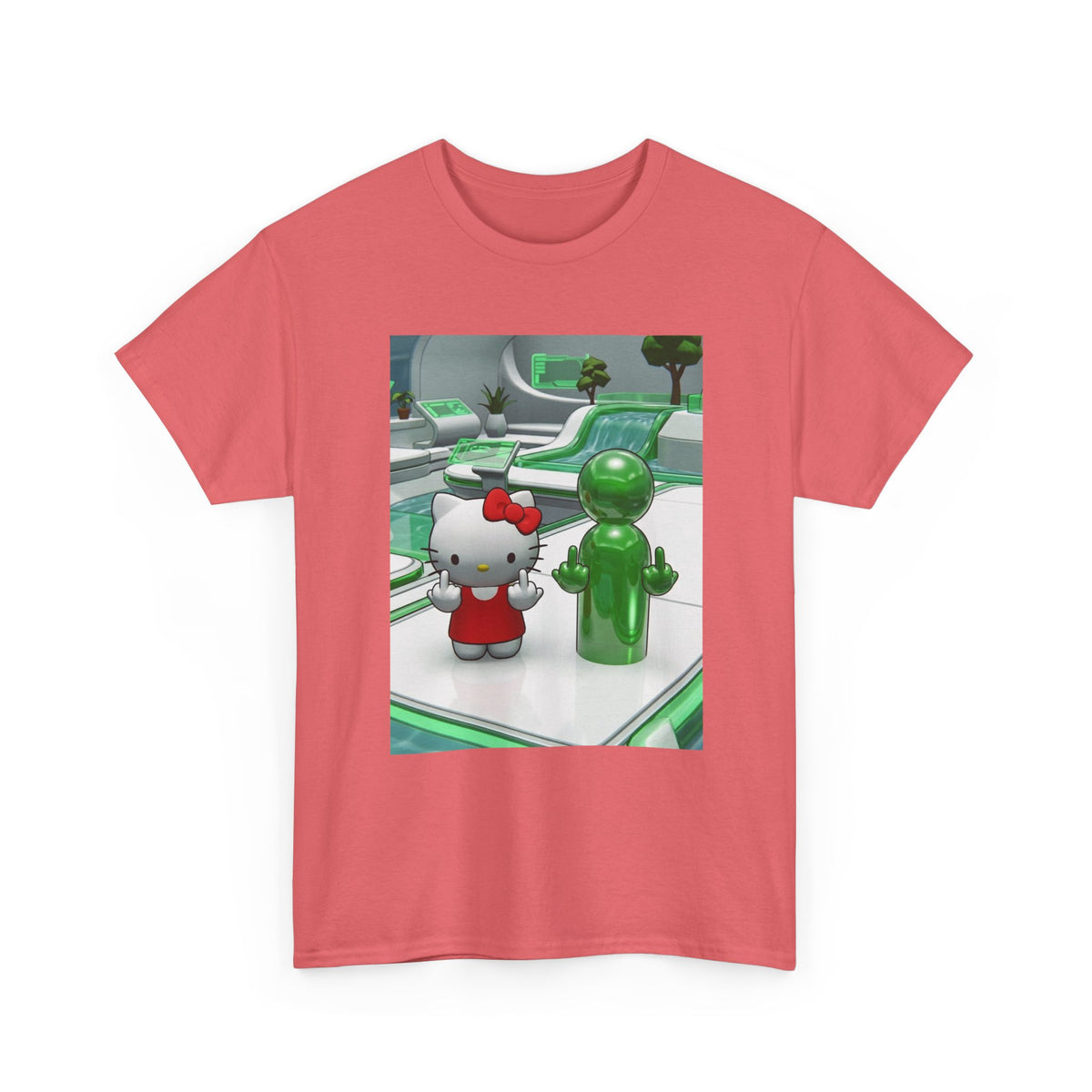 Cute Kitty And Green Dude Flipping Off