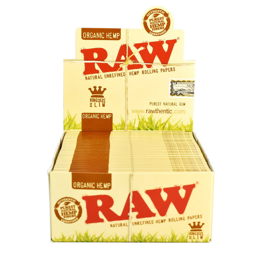 RAW Kingsize Slim Organic Hemp Rolling Papers 50pc Display
