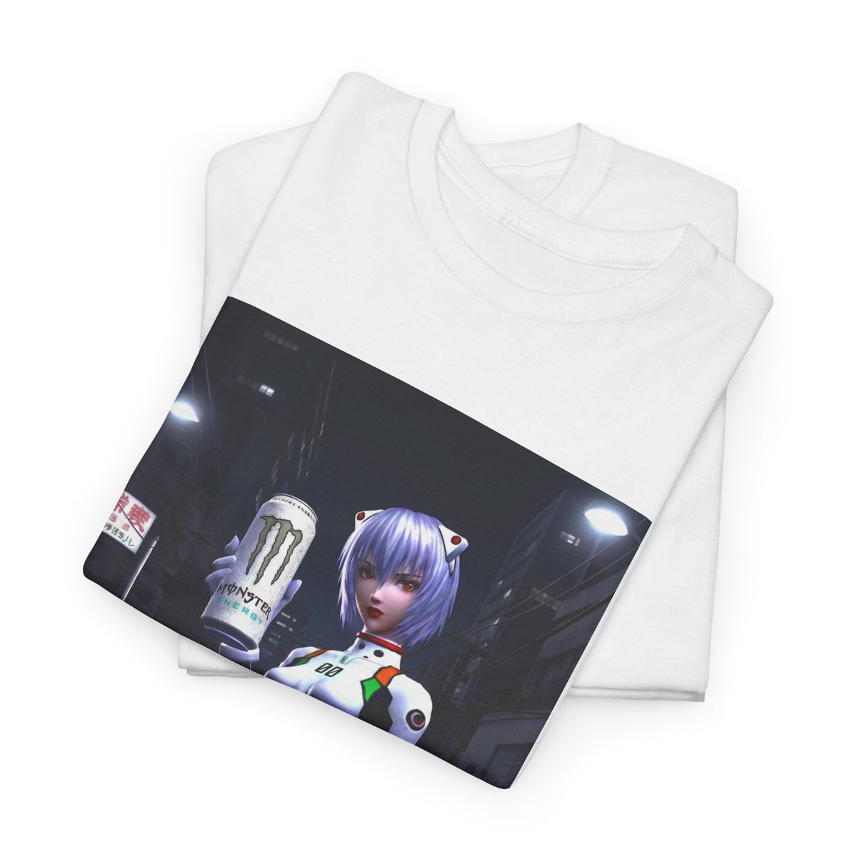 Rei Ayanami Holds Monster Energy In City