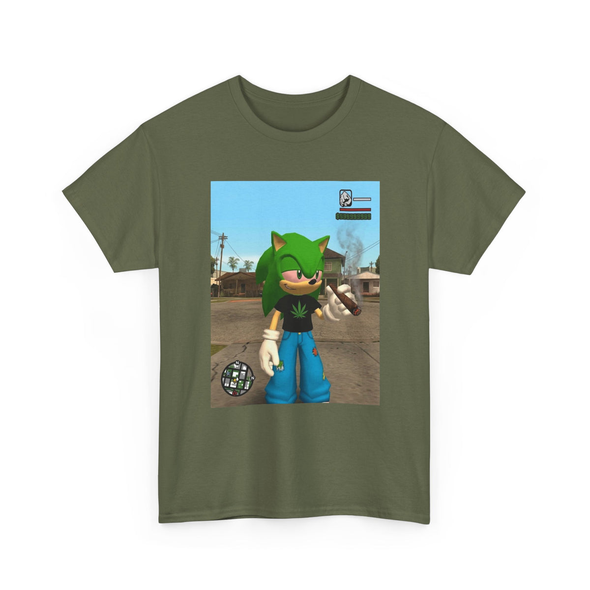 Green Hedgehog Smoking Blunt In San Andreas Tee