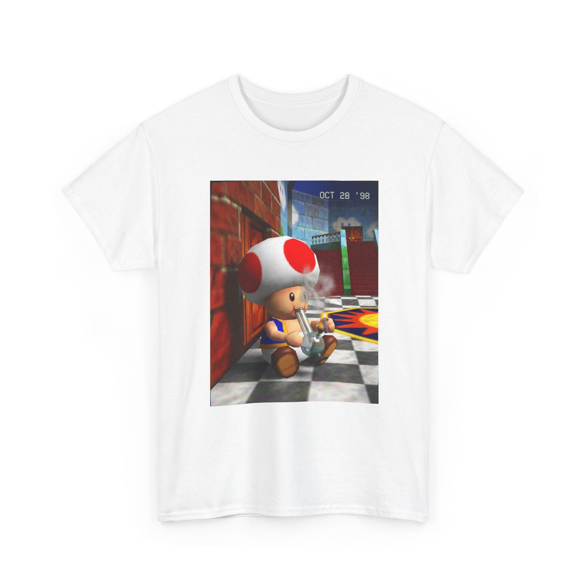 Toad Hitting Bong In Retro World Tee