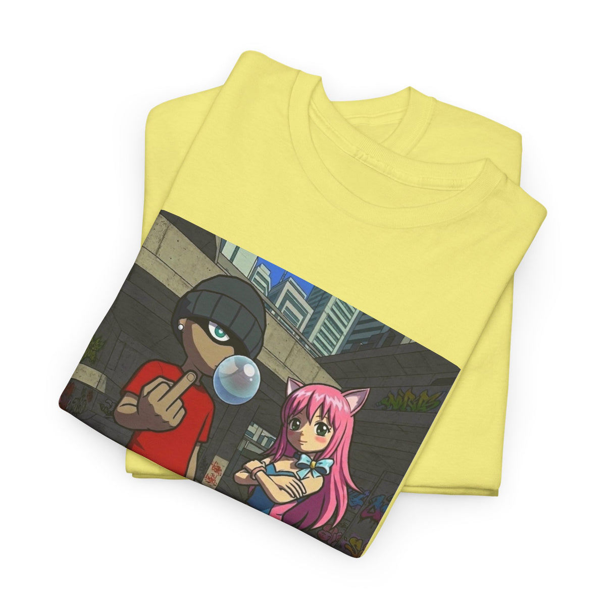 Skater Punk And Kitty Girl In Skater Park Tee