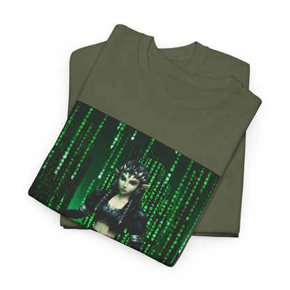 Cyberpunk Elf Queen In The Matrix City Tee