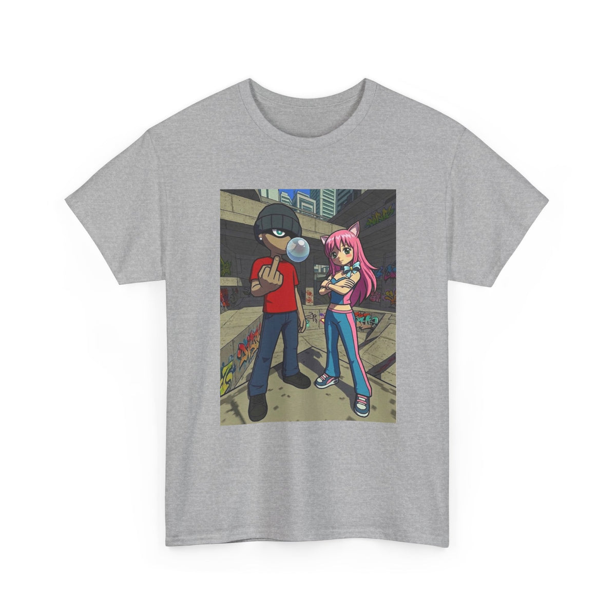 Skater Punk And Kitty Girl In Skater Park Tee