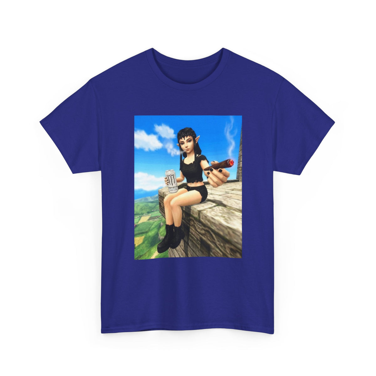 Elf Girl Smoking Cigar On Mountain Tee