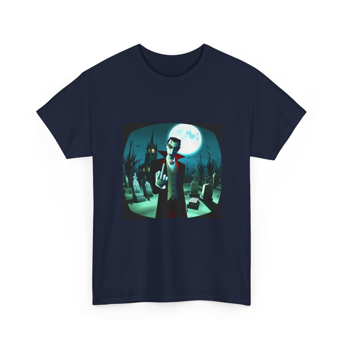 Vampire Giving The Finger In Cemetery Tee