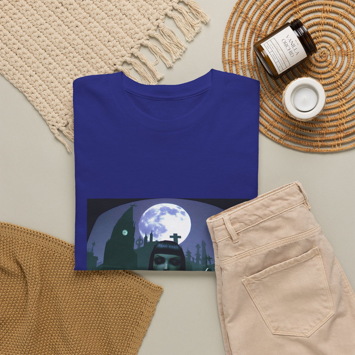 Goth Sim Smoking In Cemetery Moonlight Tee