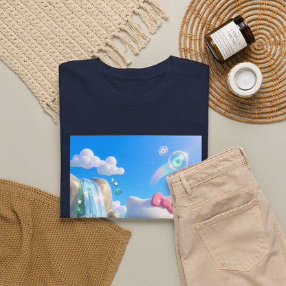 Kitty Flips The Bird In Dreamy Landscape Tee