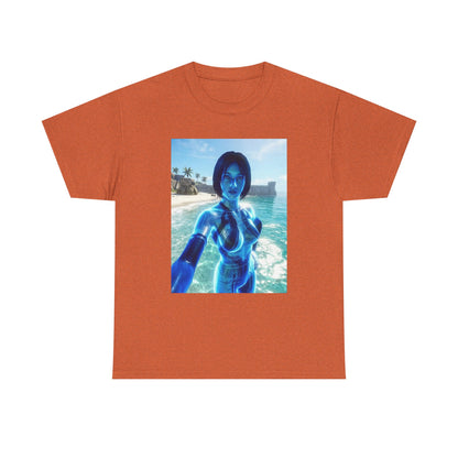 Holographic AI On Tropical Beach Tee