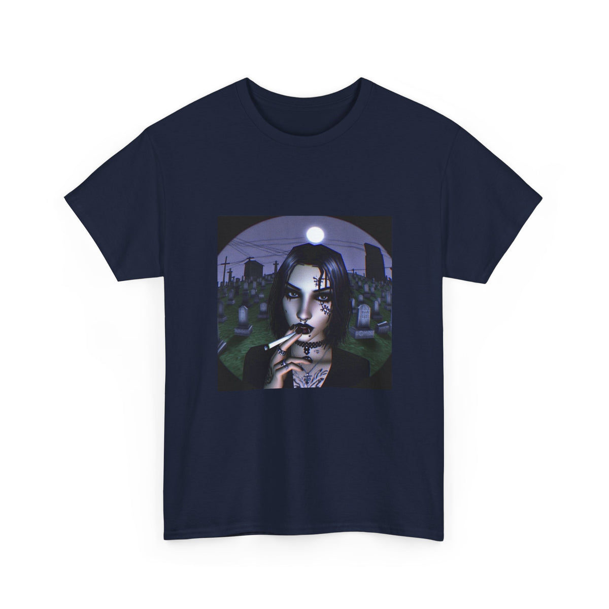 Goth Queen Smoking In Cemetery Moonlight Tee