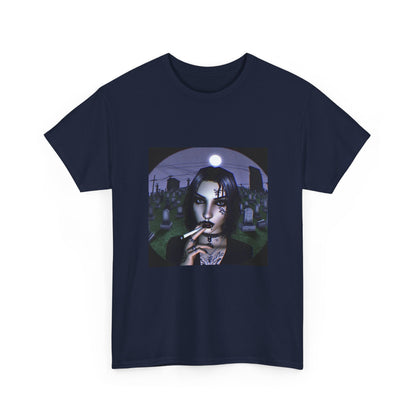 Goth Queen Smoking In Cemetery Moonlight Tee