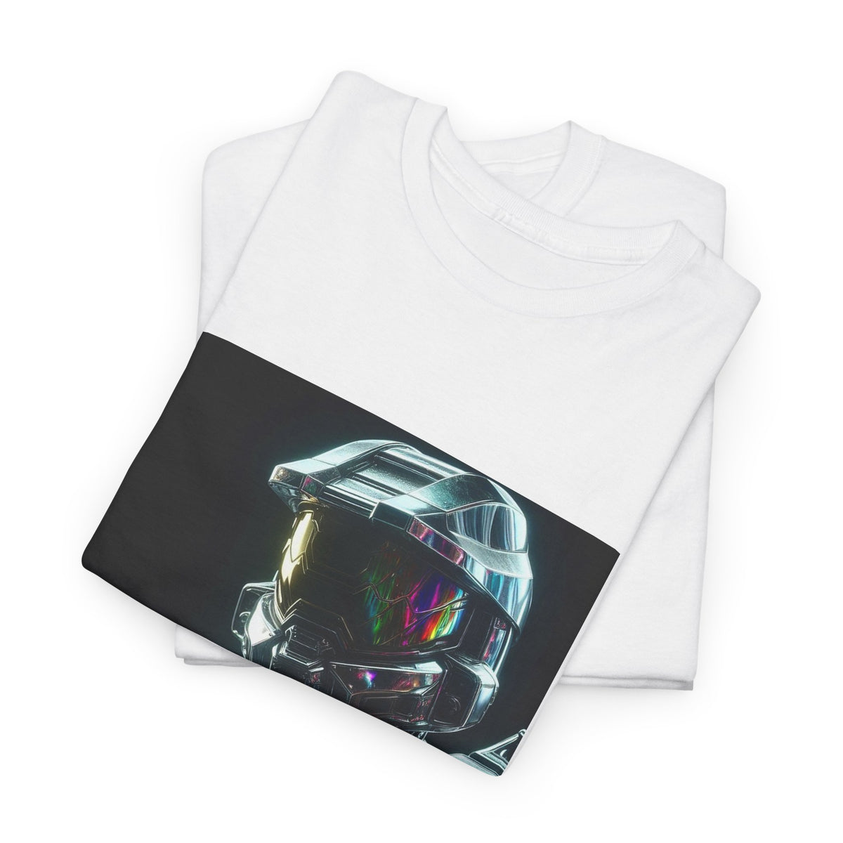Chrome Cybernetic Commander With Rainbow Visor