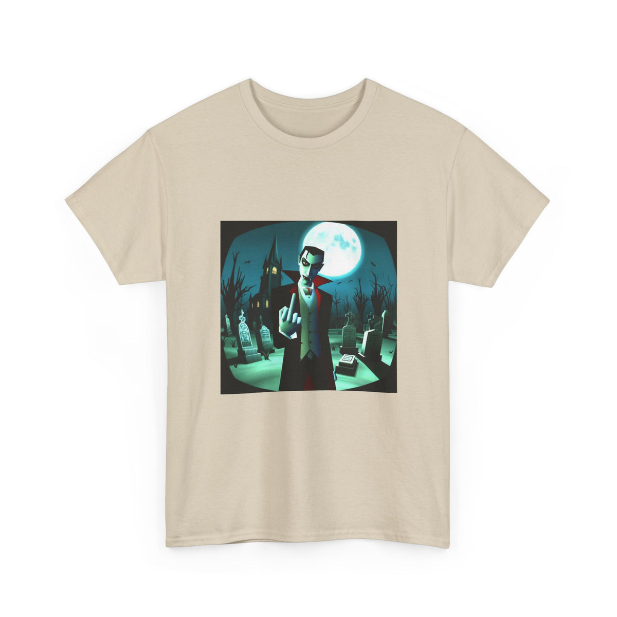 Vampire Giving The Finger In Cemetery Tee