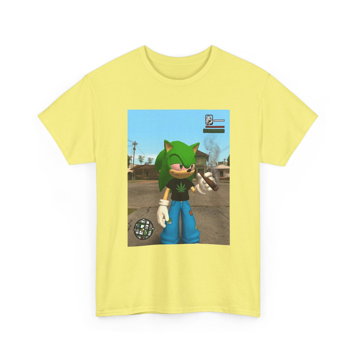 Green Hedgehog Smoking Blunt In San Andreas Tee