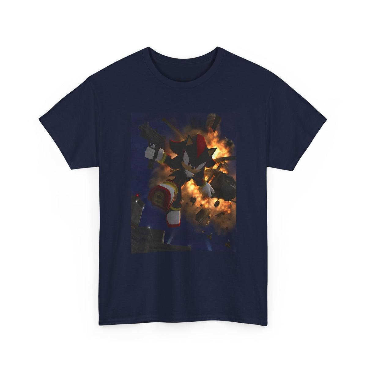 Shadow The Hedgehog With Uzi Amidst Explosion Tee