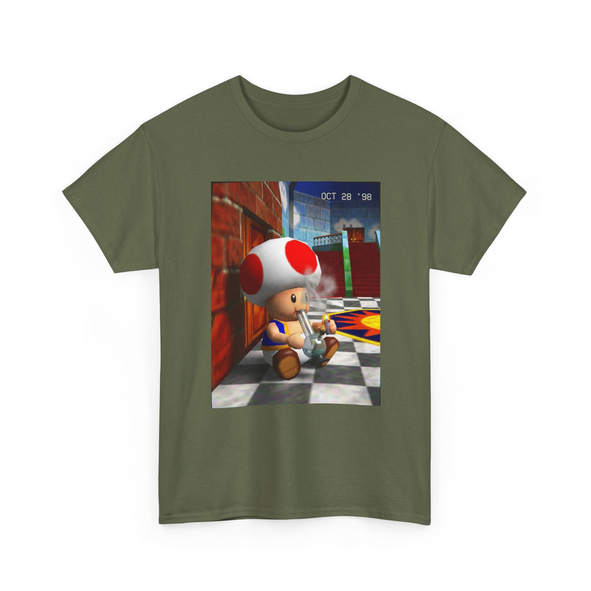 Toad Hitting Bong In Retro World Tee