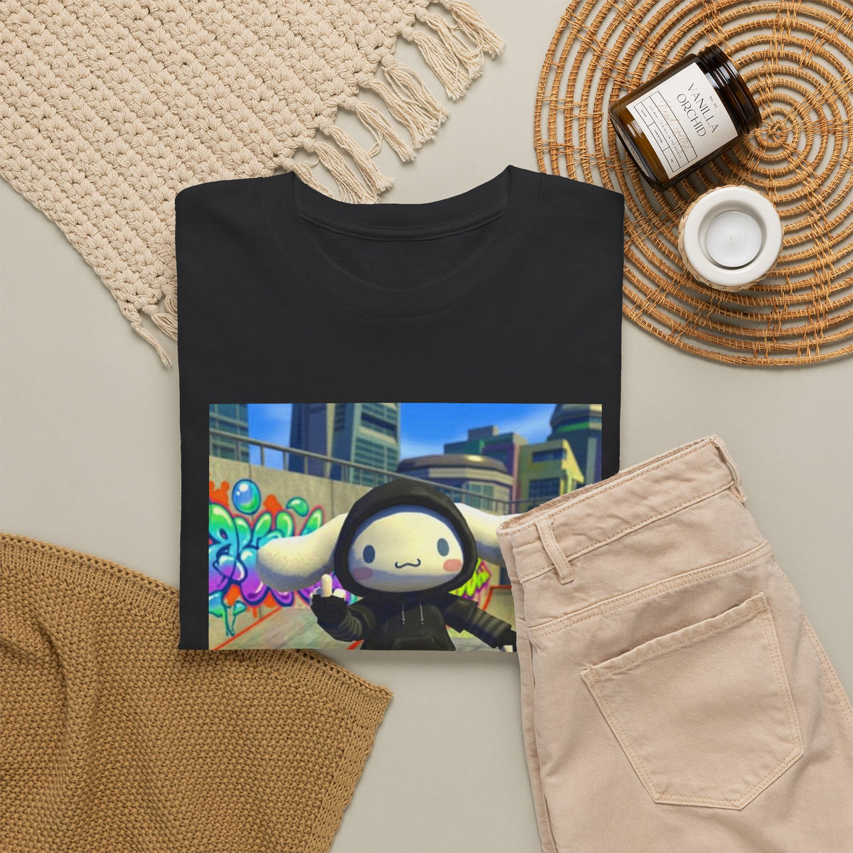 Edgy Cinnamoroll Skater Flipping Off Tee