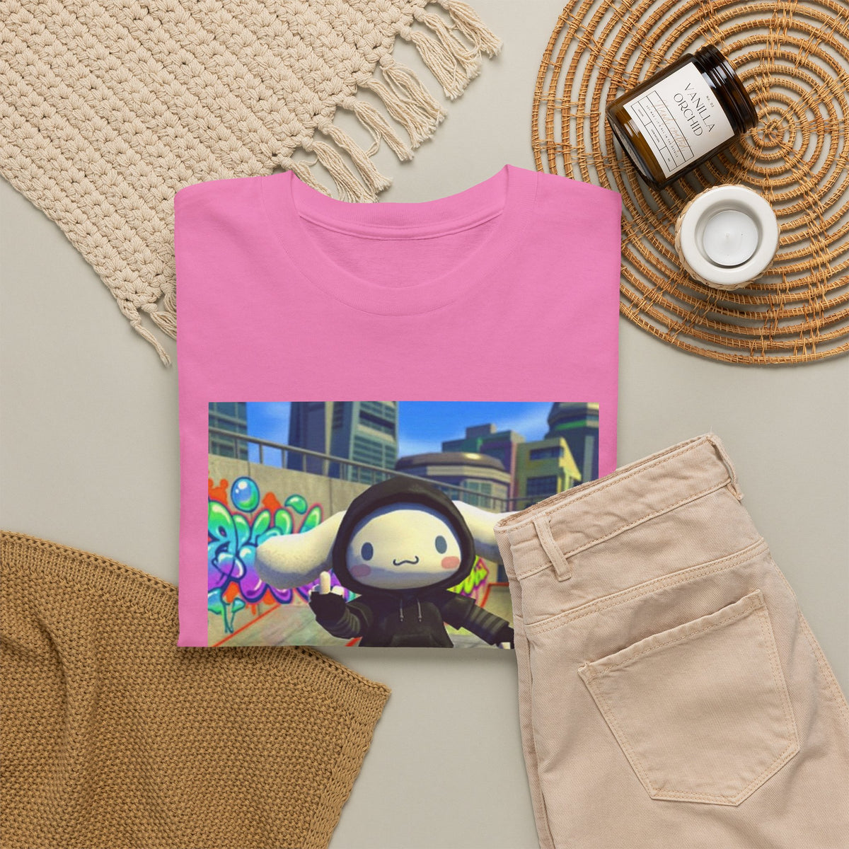 Edgy Cinnamoroll Skater Flipping Off Tee