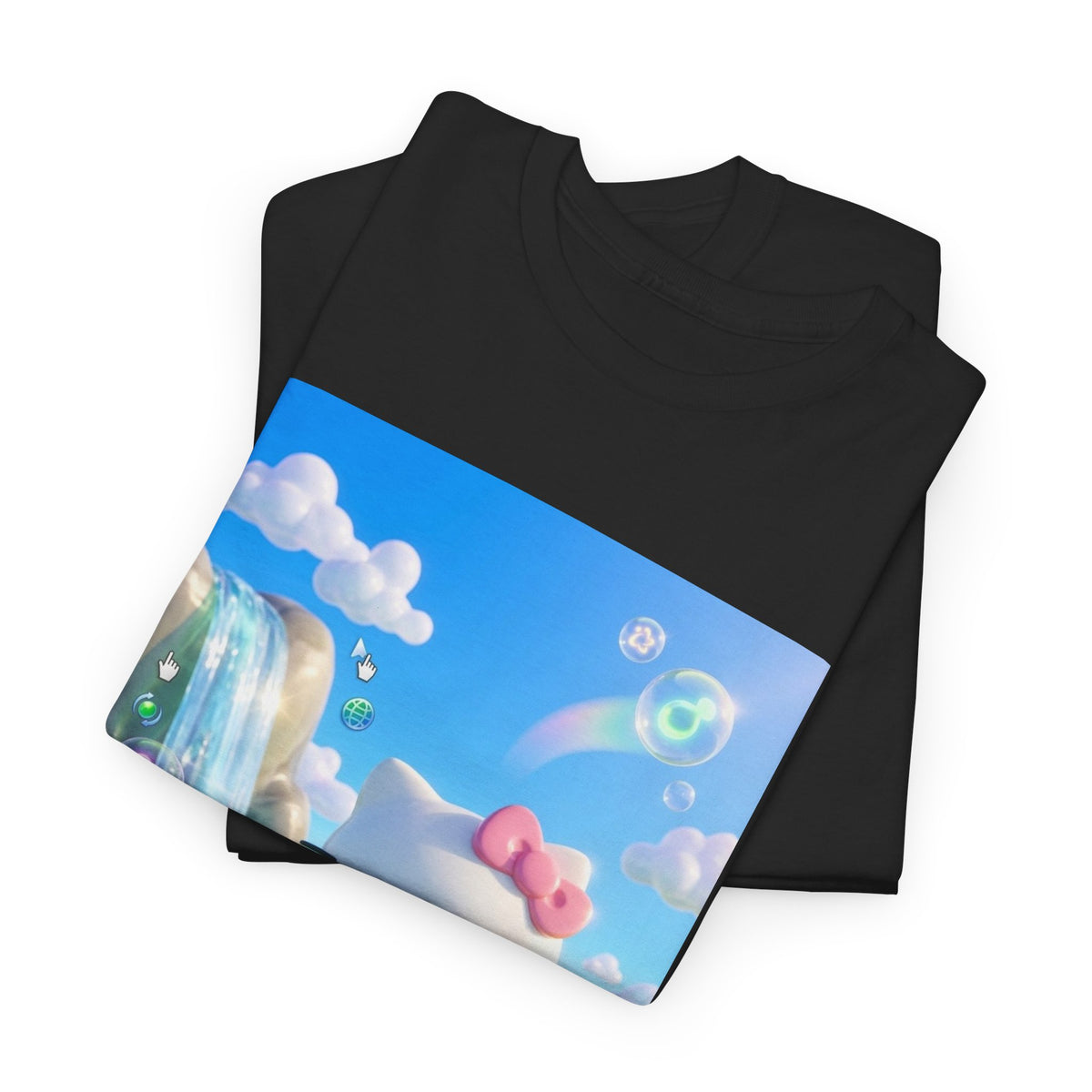 Kitty Flips The Bird In Dreamy Landscape Tee