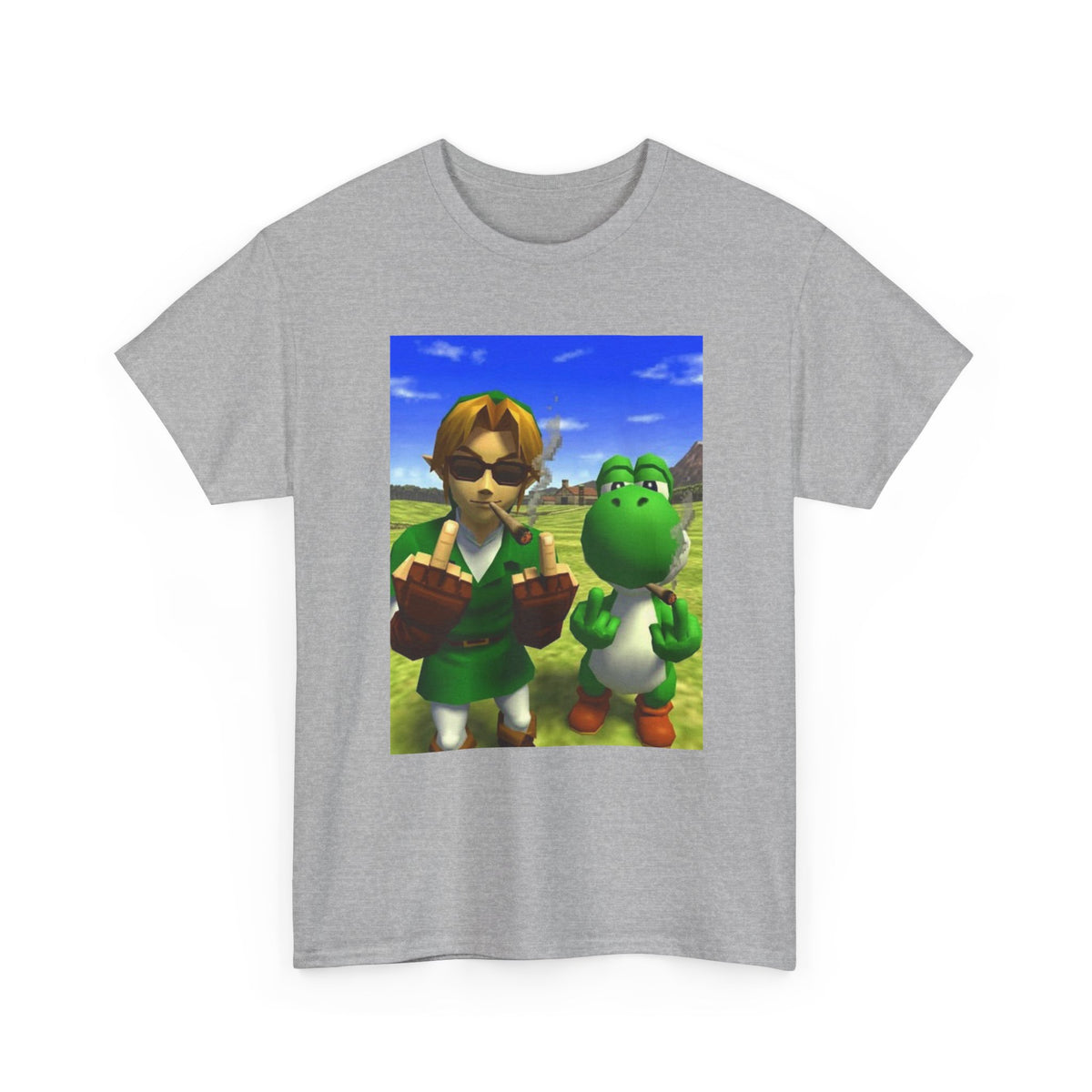 Link And Yoshi Flipping Off The World Tee