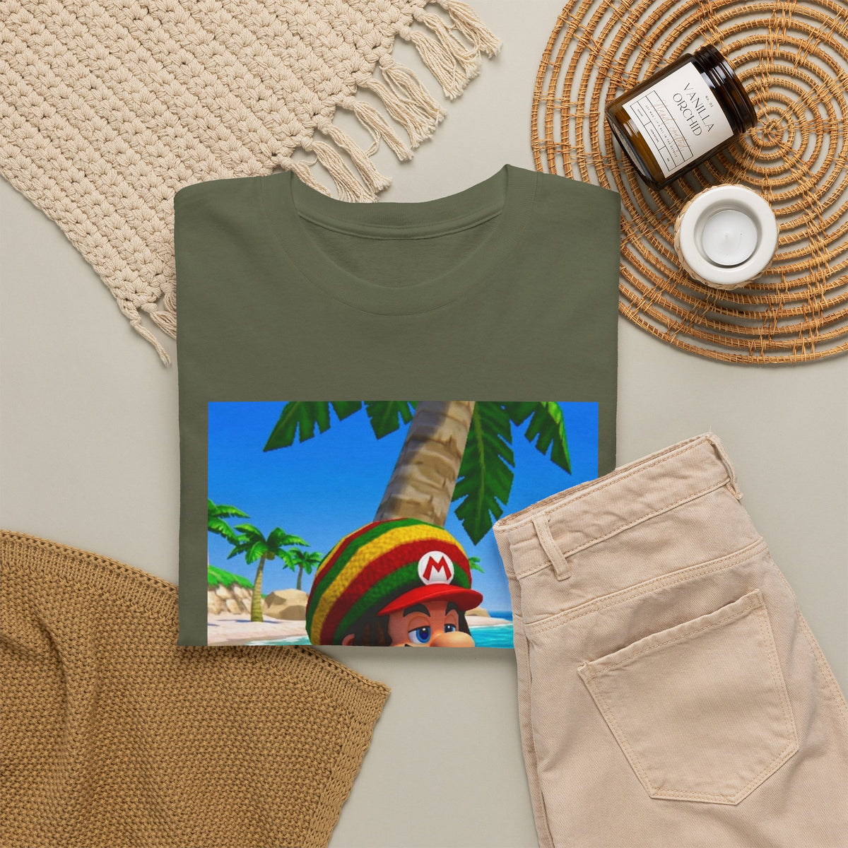 Rasta Mario Chilling On Beach Tee