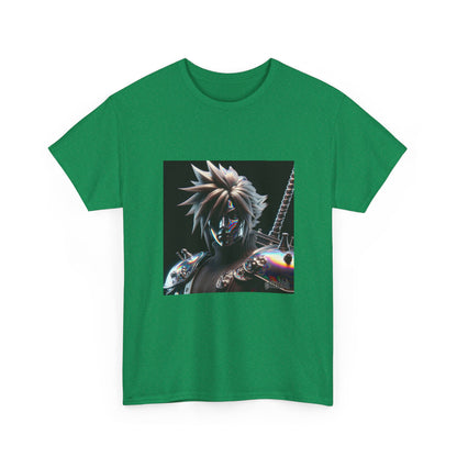 Chrome Spiky-Haired Warrior Reflecting Rainbows Tee