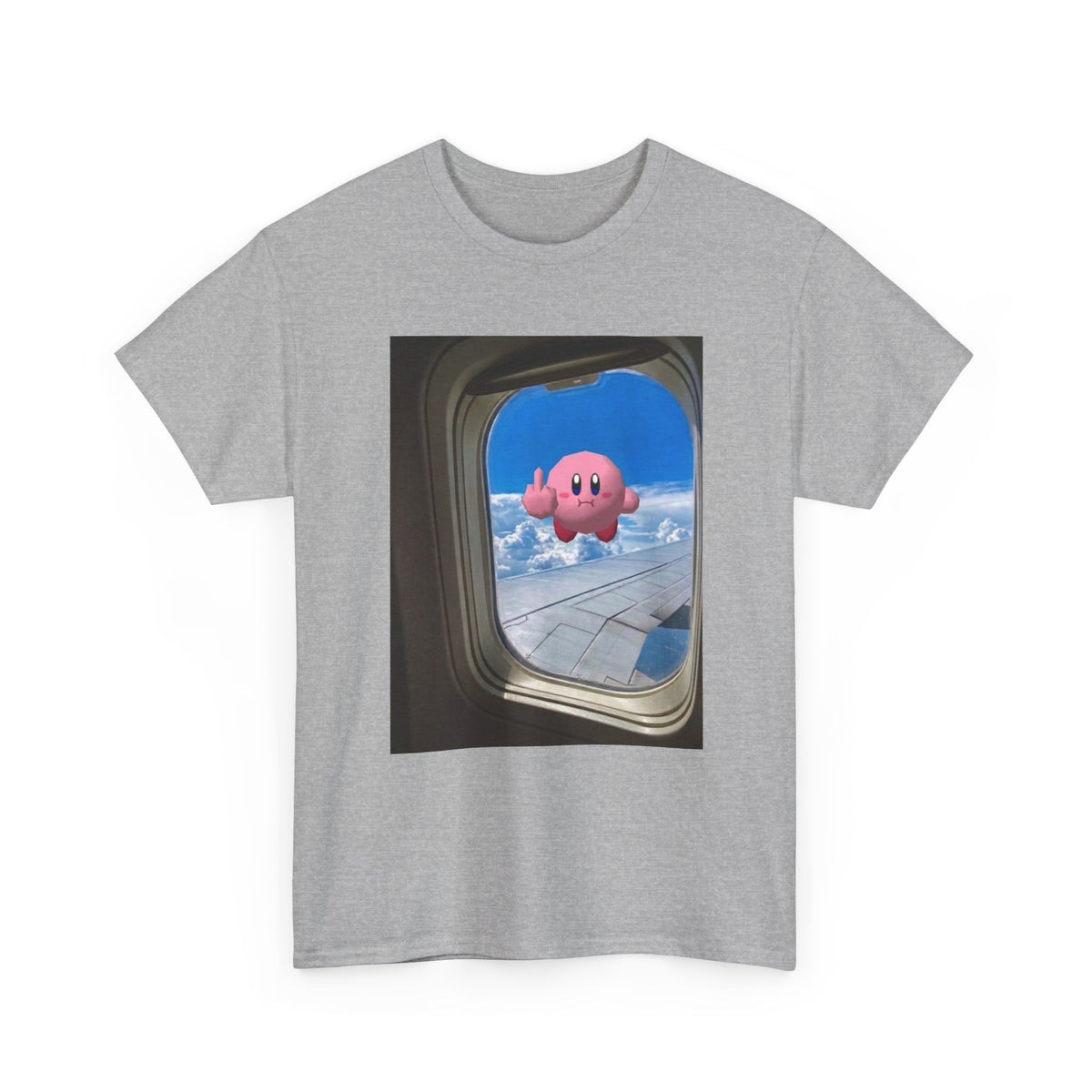 Kirby Flipping Off Airplane Window Tee