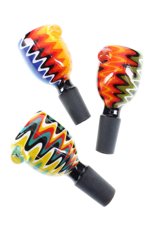Multicolor Reverse Glass 14.5 mm Male Bowl “Marble Pop” – Assorted Colors
