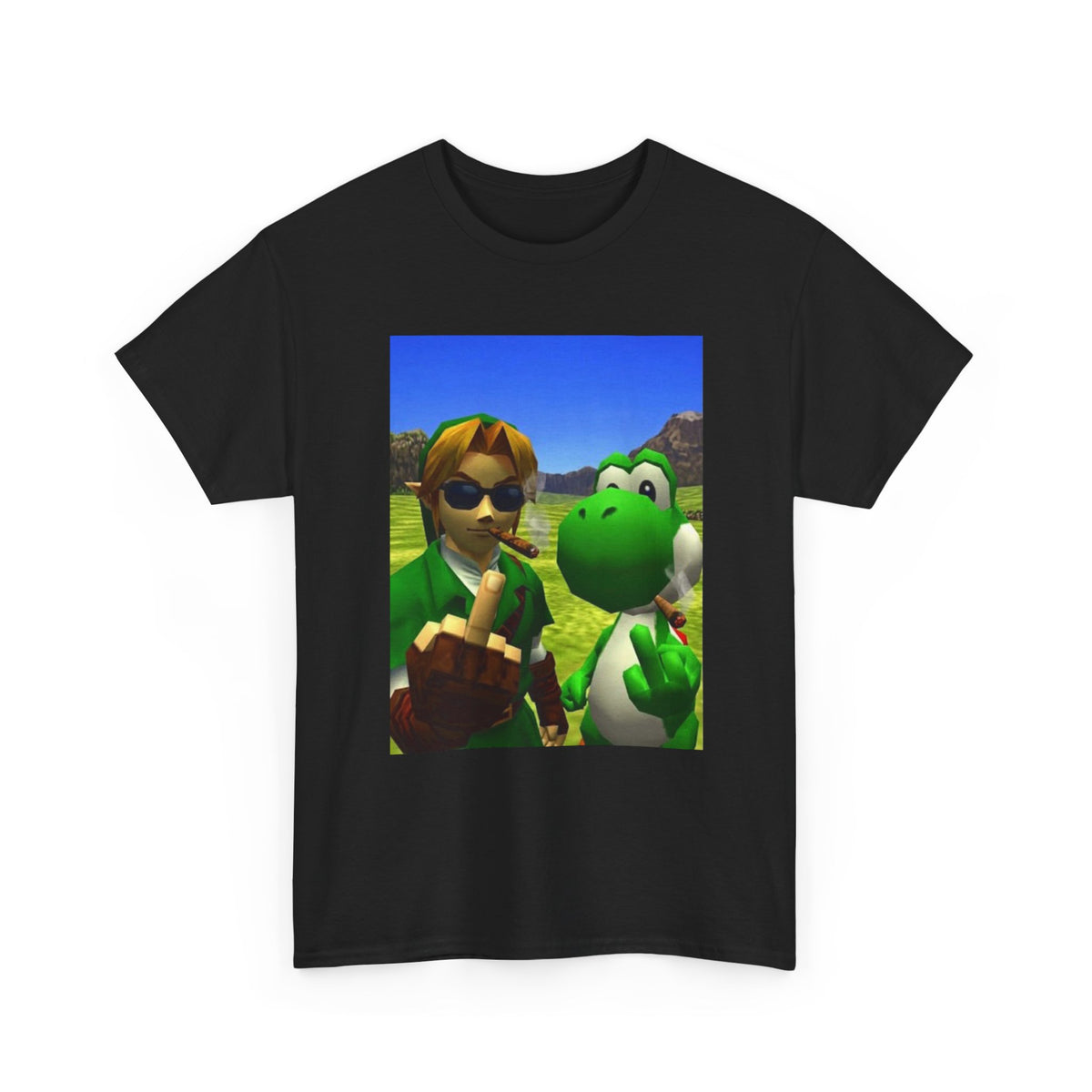 Link And Yoshi Smoking With Attitude Tee